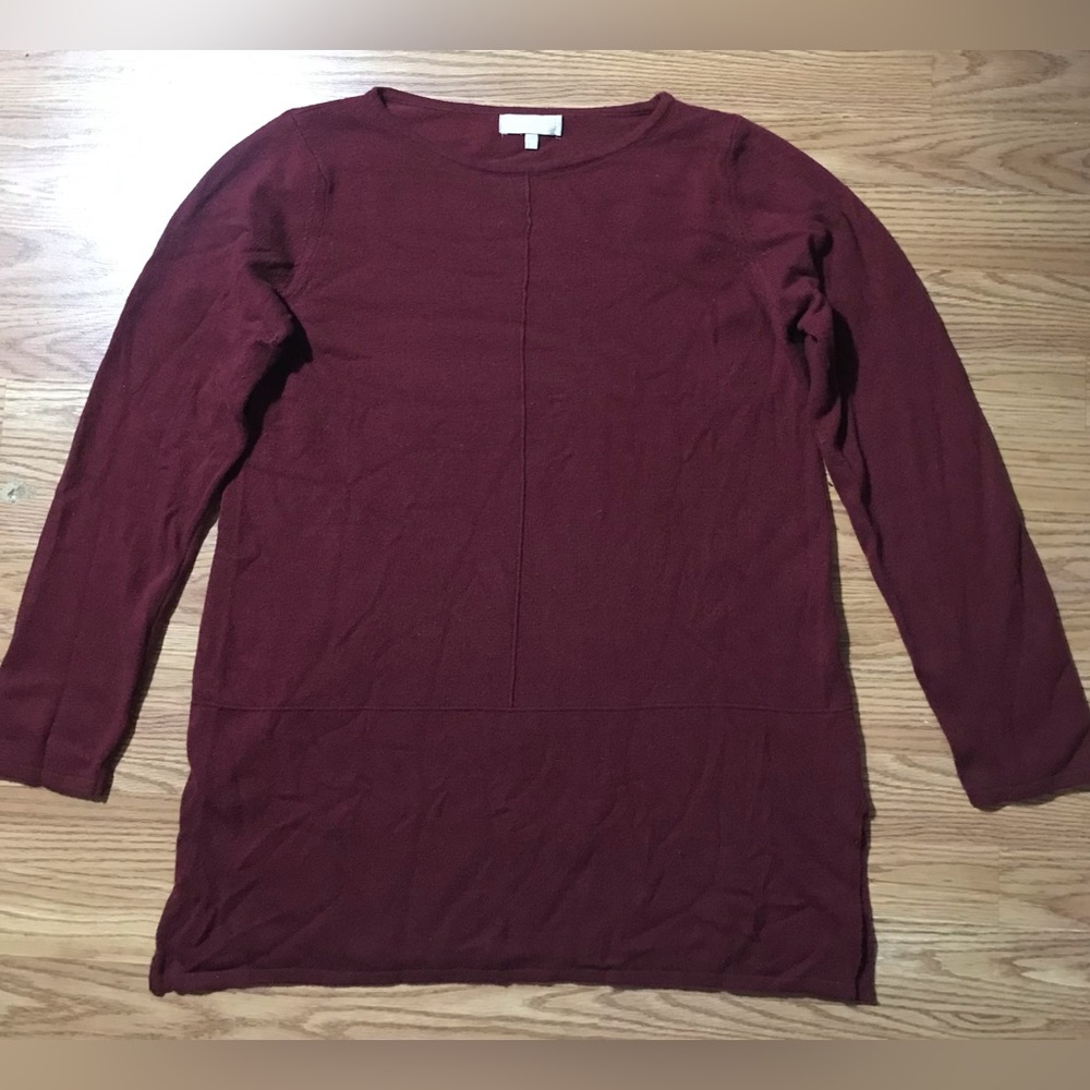 Benedetta B Women's Large Burgundy Merino Wool Cashmere Blend Sweater